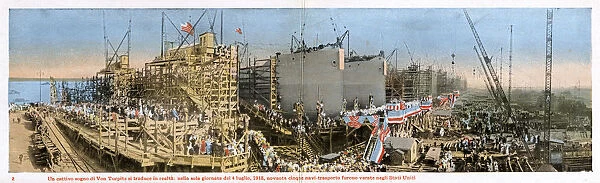 WW1 - launch of 95 USA Transport Ships - 1918