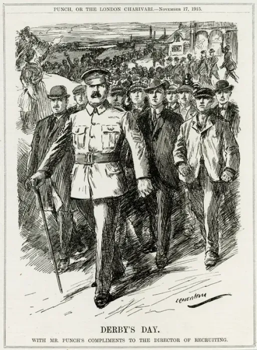 Framed Print : WW1 - Lord Derbys Recruitment Drive - November 17th 1915 Framed Print : WW1 - Lord Derbys Recruitment Drive - November 17th 1915