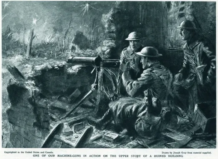 Framed Print : WW1 - Machine Gunners in action Framed Print : WW1 - Machine Gunners in action