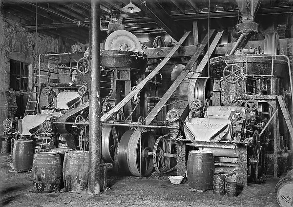 WW1 Machinery in a lead factory - shrapnel production