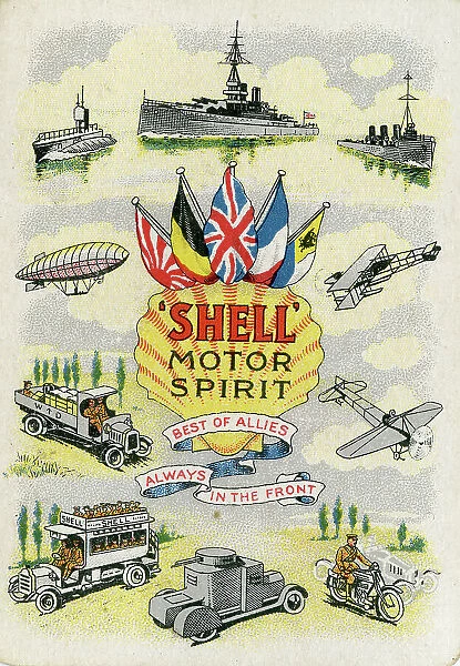 WW1 oil and petrol, Shell Motor Spirit, Best of Allies