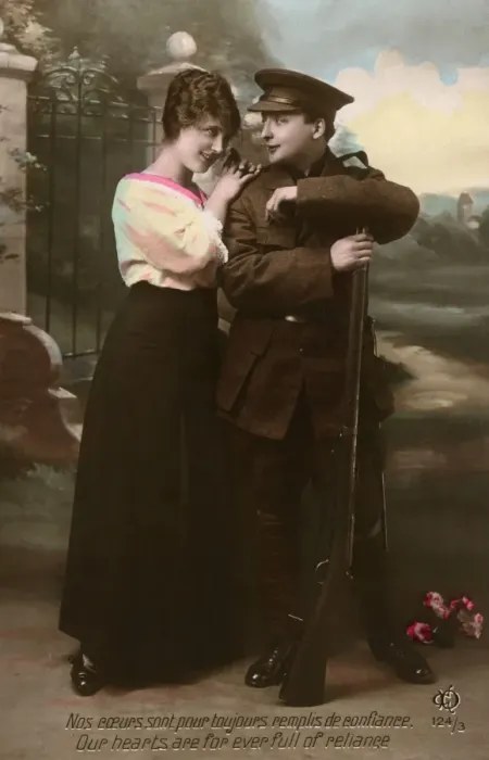 Framed Print : Ww1 Postcard Couple Framed Print : Ww1 Postcard Couple