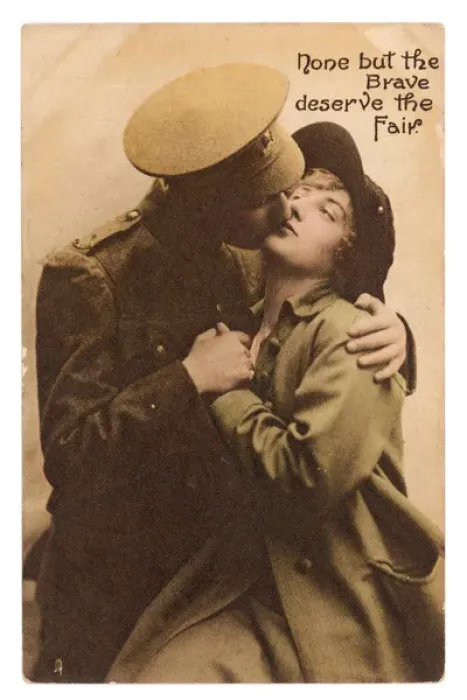 Framed Print : Ww1 Postcard Kissing Framed Print : Ww1 Postcard Kissing