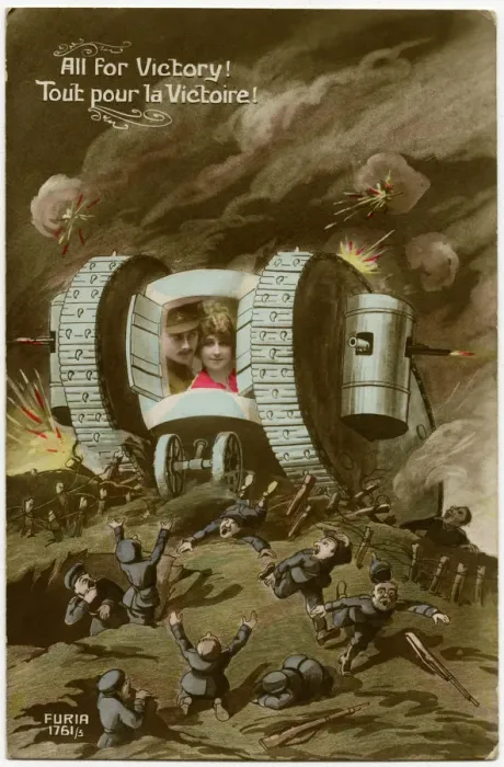 Framed Print : WW1 POSTCARD TANK 1917 Framed Print : WW1 POSTCARD TANK 1917