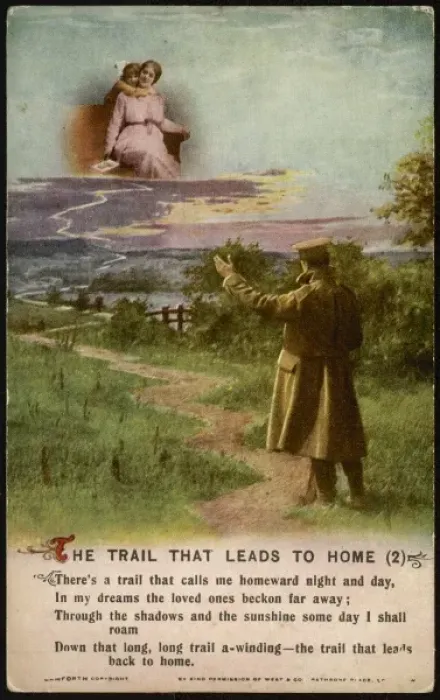 Framed Print : Ww1 Postcard Trail Home Framed Print : Ww1 Postcard Trail Home