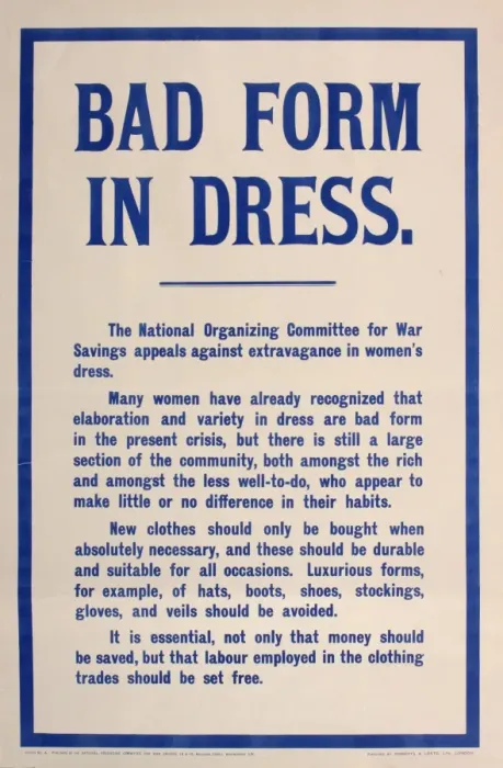 Framed Print : WW1 poster, Bad Form in Dress Framed Print : WW1 poster, Bad Form in Dress