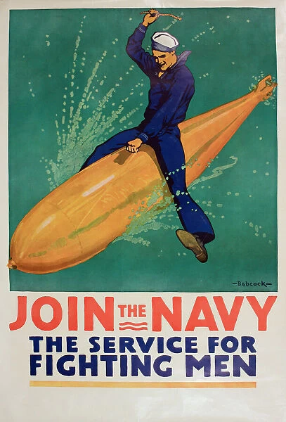 Vintage War info Poster reproduction Join Navy service for fighting men 