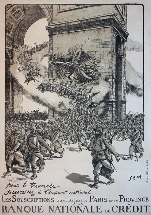 Framed Print : WW1 poster, Pour Le Triomphe, Souscrivez a l'emprunt national (for victory subscribe to the national war loan). Date: 1917 Framed Print : WW1 poster, Pour Le Triomphe, Souscrivez a l'emprunt national (for victory subscribe to the national war loan). Date: 1917