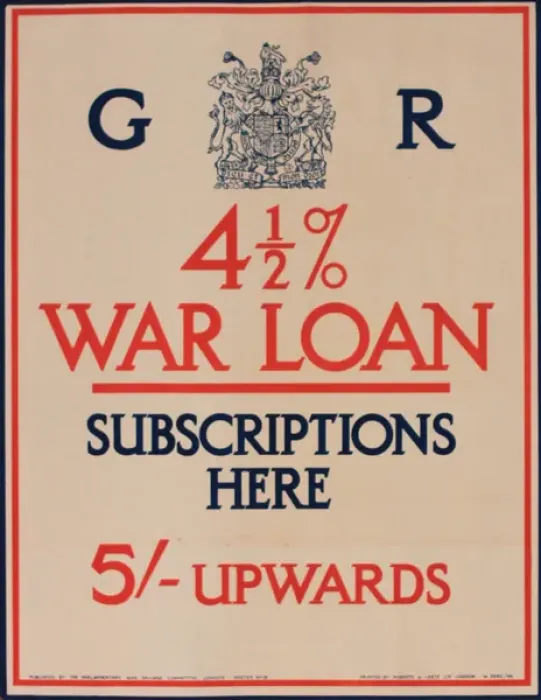 Framed Print : WW1 poster, War Loan, subscriptions here Framed Print : WW1 poster, War Loan, subscriptions here