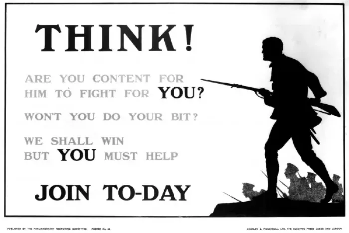 Framed Print : WW1 recruitment poster with silhouette Framed Print : WW1 recruitment poster with silhouette