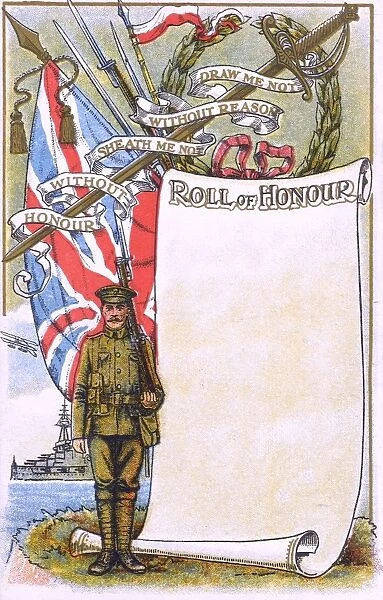 WW1 - Roll of Honour - space to fill in the blanks