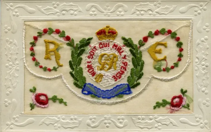 Framed Print : WW1 Royal Engineers - Silk Embroidered Greetings Card Framed Print : WW1 Royal Engineers - Silk Embroidered Greetings Card