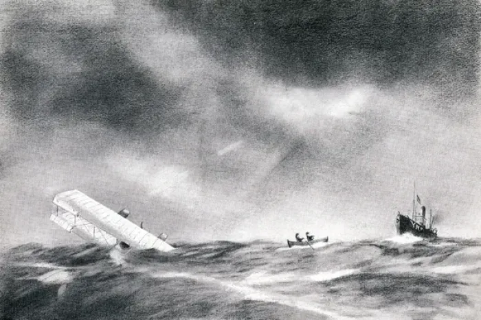 Framed Print : WW1 - Seaplane crash, 1915 Framed Print : WW1 - Seaplane crash, 1915