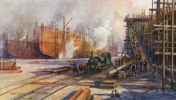Framed Print : Ww1 Shipbuilding Yard Framed Print : Ww1 Shipbuilding Yard