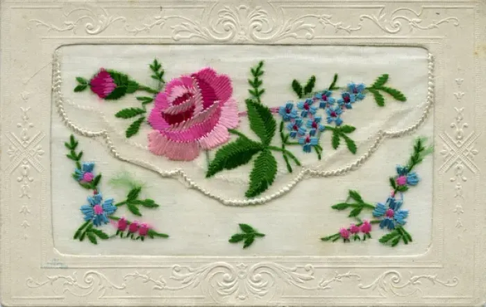 Framed Print : WW1 Silk Embroidered Greetings Card Framed Print : WW1 Silk Embroidered Greetings Card