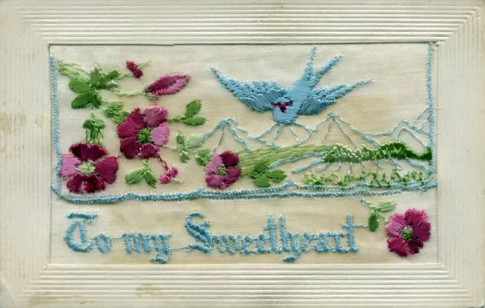 Framed Print : WW1 Silk Embroidered Greetings Card Framed Print : WW1 Silk Embroidered Greetings Card