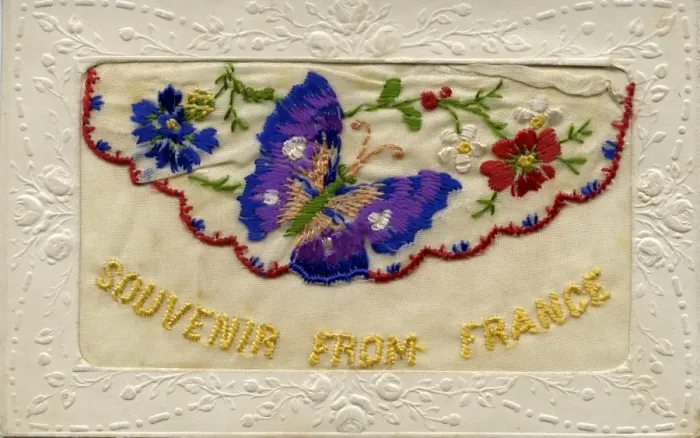 Framed Print : WW1 Silk Embroidered Greetings Card Framed Print : WW1 Silk Embroidered Greetings Card