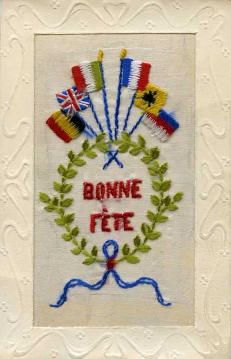 Framed Print : WW1 Silk Embroidered Greetings Card Framed Print : WW1 Silk Embroidered Greetings Card