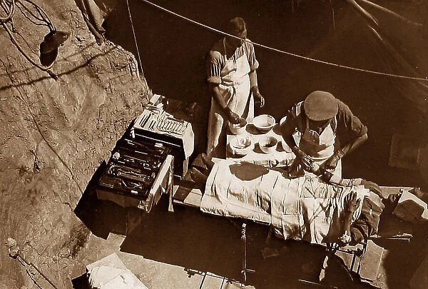 WW1 Surgeon at work in a field hospital