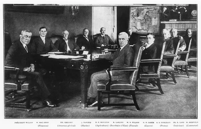 Framed Print : WW1 - The United States enter the war - Wilsons Cabinet Framed Print : WW1 - The United States enter the war - Wilsons Cabinet