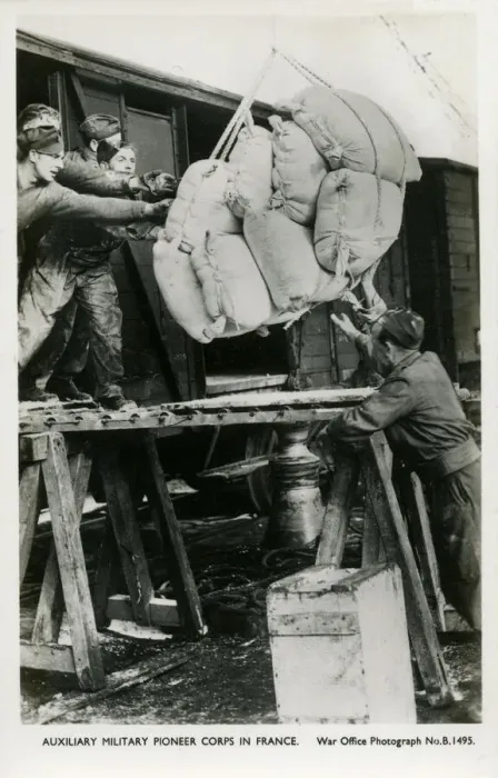 Framed Print : WW2 - Auxiliary Military Pioneer Corps in France - unloading Framed Print : WW2 - Auxiliary Military Pioneer Corps in France - unloading