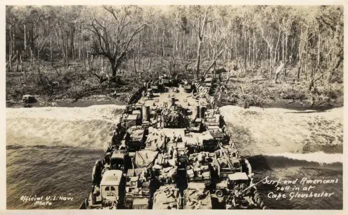 Framed Print : WW2 - US and Auz troops land - Cape Gloucester, New Guinea Framed Print : WW2 - US and Auz troops land - Cape Gloucester, New Guinea