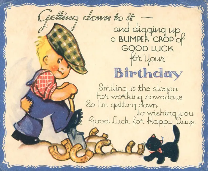 Framed Print : WW2 Birthday Card, Digging Up Good Luck! Framed Print : WW2 Birthday Card, Digging Up Good Luck!