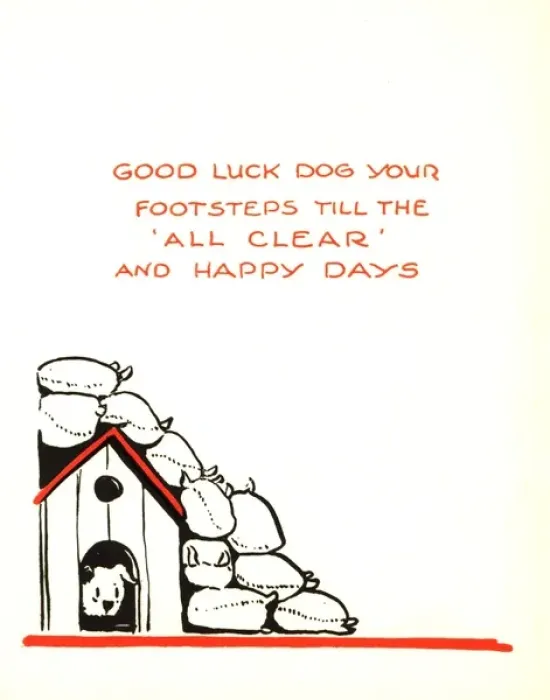 Framed Print : WW2 birthday card, dog cartoon