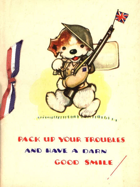 WW2 birthday card, dog as soldier