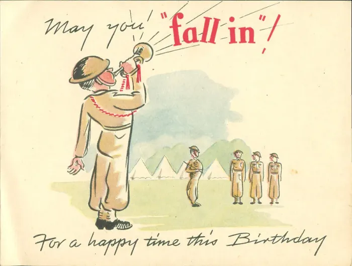 Framed Print : WW2 Birthday Card, Fall In! Framed Print : WW2 Birthday Card, Fall In!