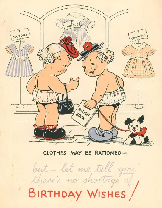 Framed Print : WW2 Birthday Card, Rationed Clothes Framed Print : WW2 Birthday Card, Rationed Clothes