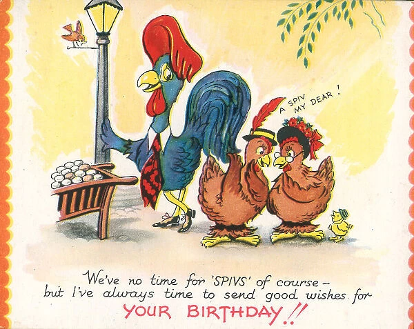 WW2 Birthday Card, No Time For Spivs