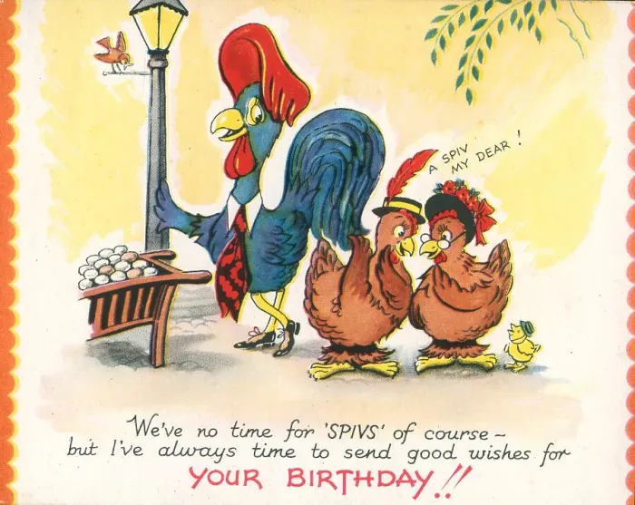 Framed Print : WW2 Birthday Card, No Time For Spivs Framed Print : WW2 Birthday Card, No Time For Spivs