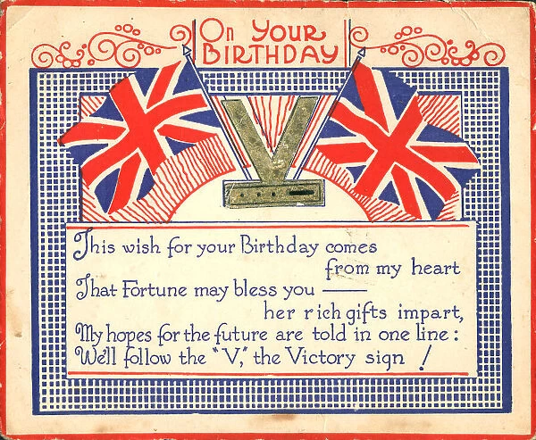 WW2 Birthday Card, Victory Flags