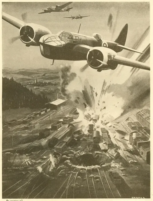 Framed Print : WW2 - Blenheim Bombers Attack German Railway Framed Print : WW2 - Blenheim Bombers Attack German Railway