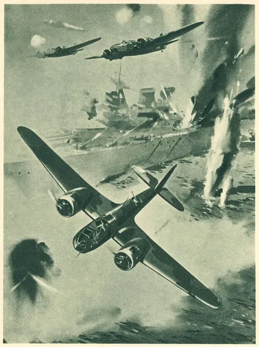 Framed Print : WW2 - Blenheim Bombers Attacking German Base Framed Print : WW2 - Blenheim Bombers Attacking German Base