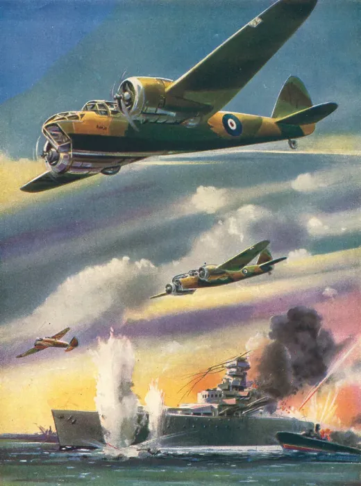 Framed Print : WW2 - Blenheim Bombers Attacking Warship Framed Print : WW2 - Blenheim Bombers Attacking Warship