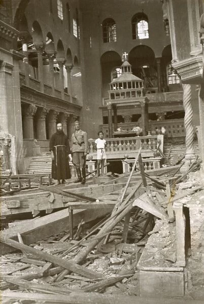 WW2 - Bomb-damaged Basilica of St Lawrence Outside the Walls