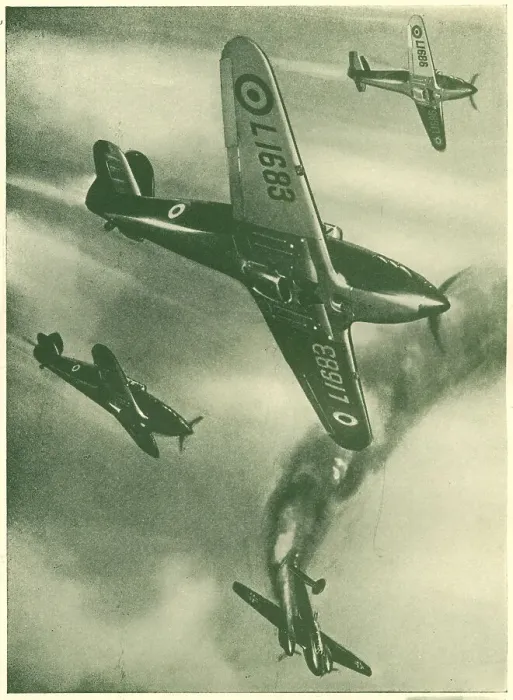 Framed Print : WW2 - British Fighter Plane Destroys Enemy Raider Framed Print : WW2 - British Fighter Plane Destroys Enemy Raider
