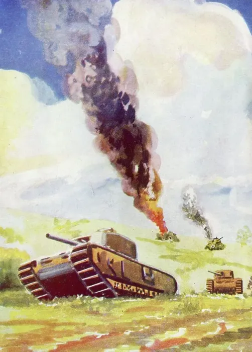 Framed Print : WW2 British Tanks in Battle, detail Framed Print : WW2 British Tanks in Battle, detail