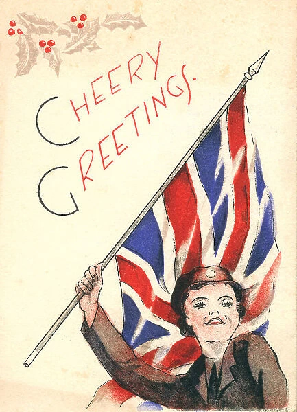 WW2 Christmas Card, A. T. S. Girl