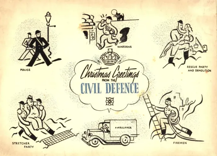 Framed Print : WW2 Christmas card, Civil Defence Framed Print : WW2 Christmas card, Civil Defence
