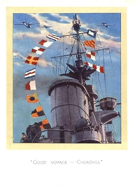 WW2 Christmas card, Good Voyage, Churchill