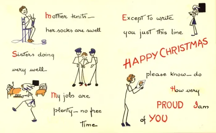 Framed Print : WW2 Christmas card from home
