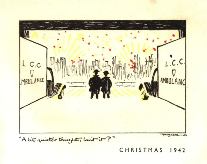 Framed Print : WW2 Christmas card, LCC Ambulance service Framed Print : WW2 Christmas card, LCC Ambulance service