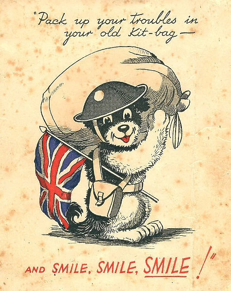 WW2 Christmas Card, Pack Up Your Troubles