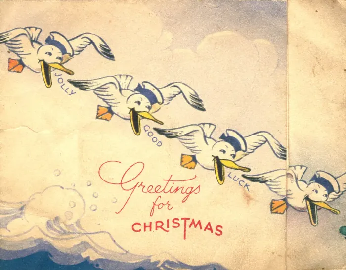 Framed Print : WW2 Christmas Card, Royal Navy Seagulls Framed Print : WW2 Christmas Card, Royal Navy Seagulls