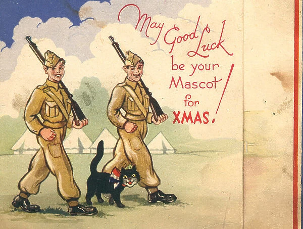 WW2 Christmas Card, Soldiers Of Good Luck