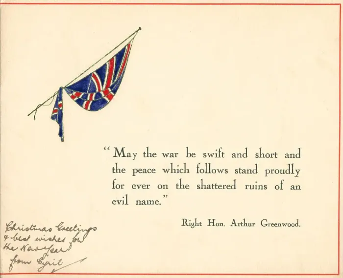 Framed Print : WW2 Christmas Card, Union Jack Framed Print : WW2 Christmas Card, Union Jack