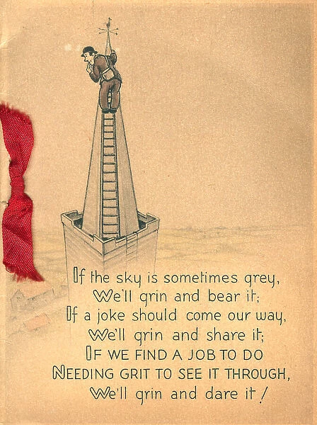 WW2 Christmas Card, We'll Grin And Bear It